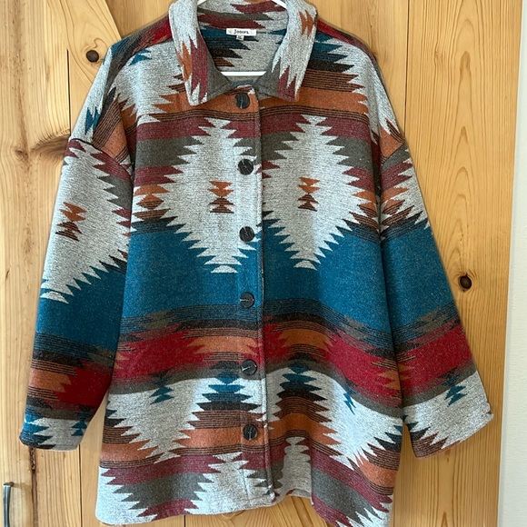 JODIFL Jackets & Blazers - JODIFL shacket western motif pattern